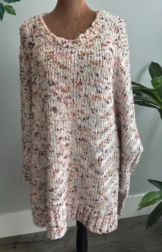 Lou & Grey for LOFT Multicolor Speckled Knit Oversized Sweater Tunic L XL White Size undefined
