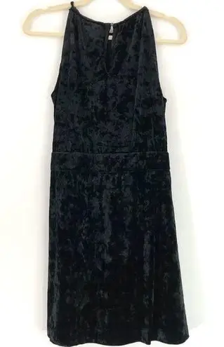 Lysse New Crushed Velvet Tassel Tie Waist Dress Sleeveless Mini Black