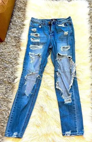 Riot Society Distressed blue skinny jeans