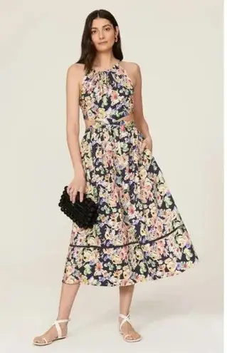 Something Navy Floral Cutout Sleeveless A-Line Midi Dress Size Small