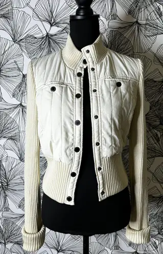 BCBGMAXAZRIA Puffer Knit Jacket In Cream