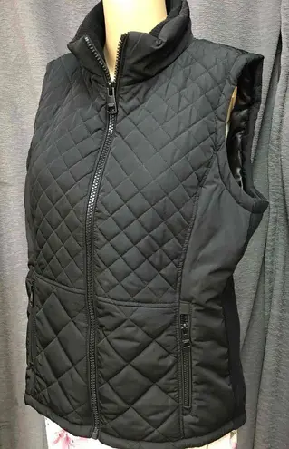 Andrew Marc Black Sleeveless Quilted Womens Zip-Up Vest medium
