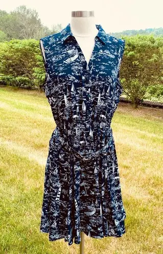 Charter Club Women's Ocean Drift Printed A Line Dress Size 14 Petite