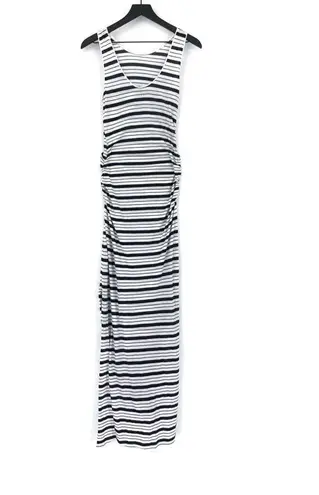 Three Dots Striped Maxi Dress White Navy XS