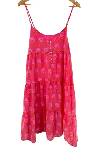 J. Marie Maeve Pink Tulip Flower Print Tiered Midi Dress Women's M NWOT Vacation Size M