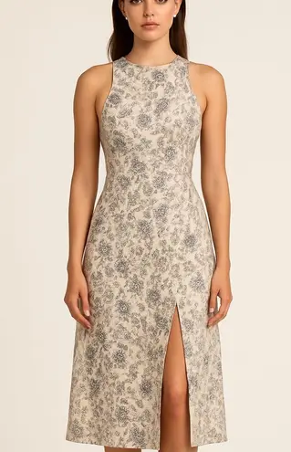 Zimmermann Ivory Blue Floral Linen Midi Dress