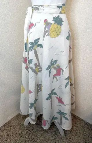 Place Nationale Seaside Linen Maxi Skirt size Small Green Size 4