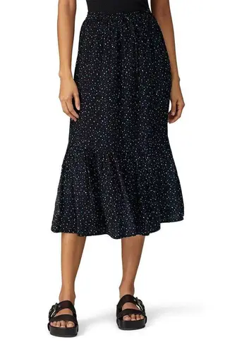 Coach  Tiered Snap Aline Midi Skirt Sz.0  Stretch Waist - Dots Black Multicolor thumbnail 13