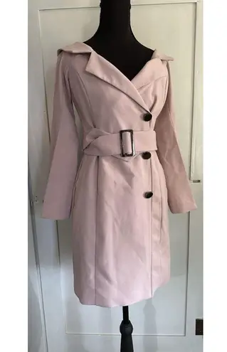 Elliatt Pink Off Shoulder Belted Trench Coat Style Dress w/wire Bodice Size S