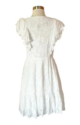 Roller Rabbit Ondine Dress White Floral White Cotton Silk Ruffles Small NEW