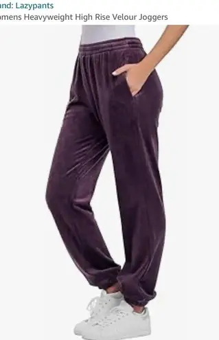 Lazypants Womens Heavyweight High Rise Velour Joggers NWT Purple Size L
