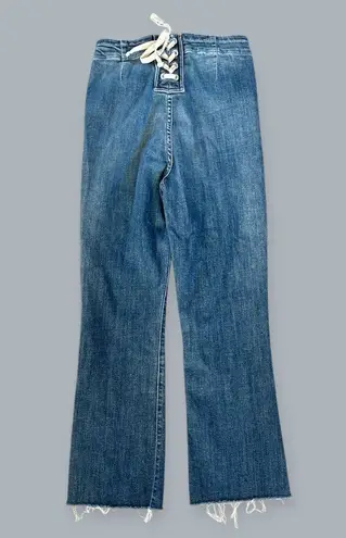 MOTHER laced hustler women’s Blue Ankle Cropped Jeans w Distressed Details sz 24