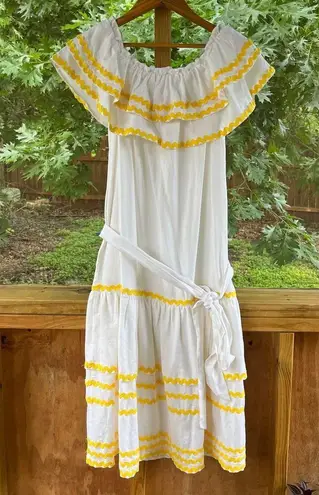 Lisa Marie Fernandez X Target White And Yellow Linen Blend Midi Dress XS. NEW