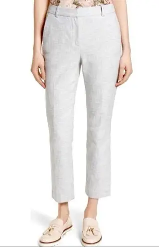 Rebecca Taylor Size 6? Dove Grey Slub Straight Cotton Blend Cropped Pant Office