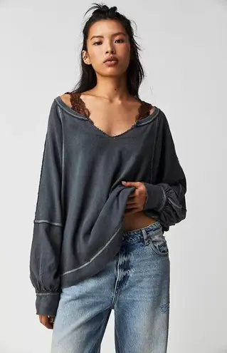 Free People  Wish I Knew Tee in Black Size Large