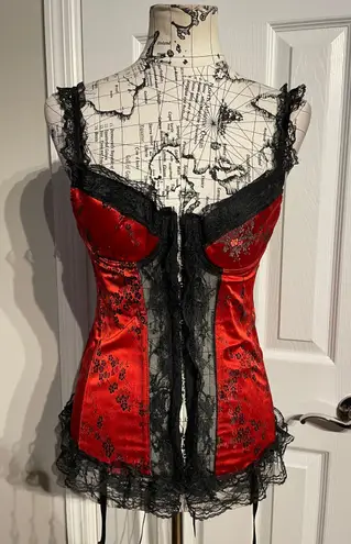 Vintage y2k Lace Floral Corset Steampunk Victorian Gothic Satin Multi Size M