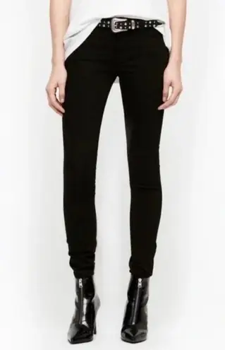 All Saints Womens Mast Skinny Jeans in Croc Black Low Rise Stretch Size 26