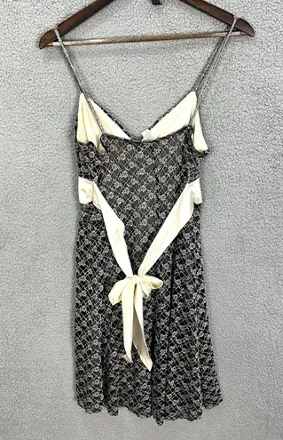 Taboo Slip Dress Womens L Black White Lace Overlay Fairy Grunge Y2K Gothic Party