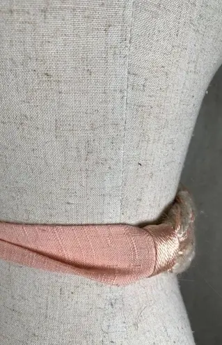 Vintage Statement Braided Waist Belt Womens Ivory Pink Tie Fabric 80s 90s Boho