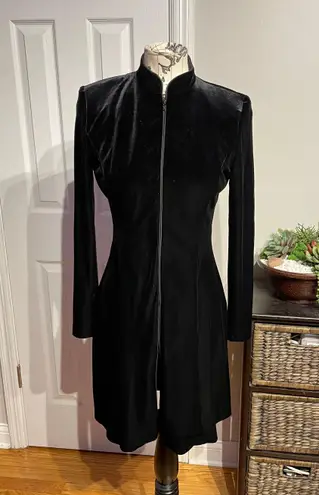 Jeanne Alexander Vintage Velvet Zip up Cover Mock Oversized Blazer Black