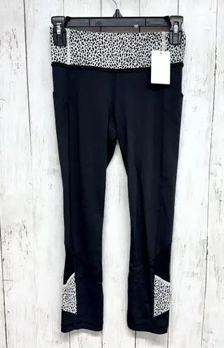 Lululemon Pants Women Size 2 Black Speckle Print Ankle Crop Leggings Pockets