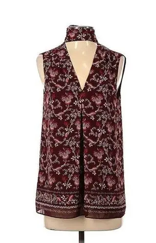 Max Studio 🌸  Women’s Maroon Floral Sleeveless Blouse Size Small