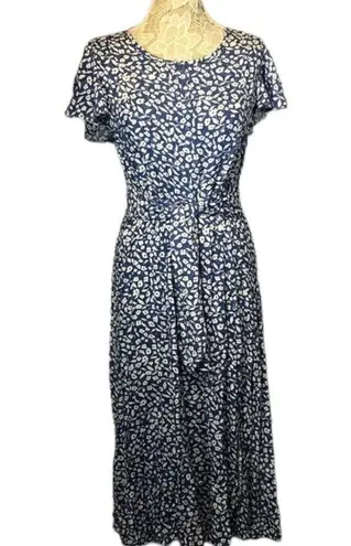 MADISON blue floral maxi dress with short flutter sleeves size small