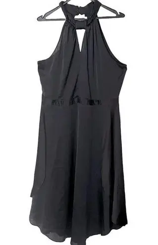Rachel Rachel Roy Black Dress High Keyhole Neckline Halter Top Flowy Midi 14