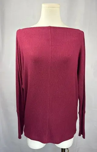 Velvet Tees Velvet By Graham & Spencer Burgundy Ribbed Knit Top Size S Made In USA