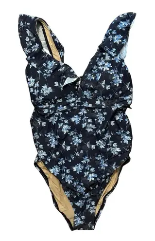 A pea in the pod NWT Ruffled Maternity One
Piece Floral Swimsuit Blue Size XS