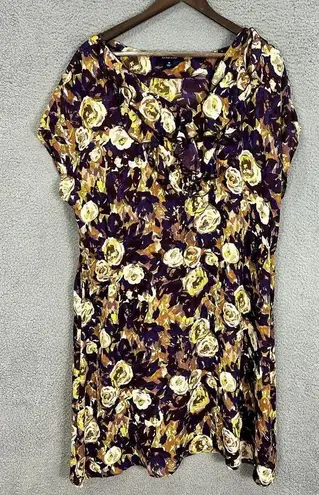 Lands' End floral midi dress 18 ruffle purple dainty abstract whimsical fairy