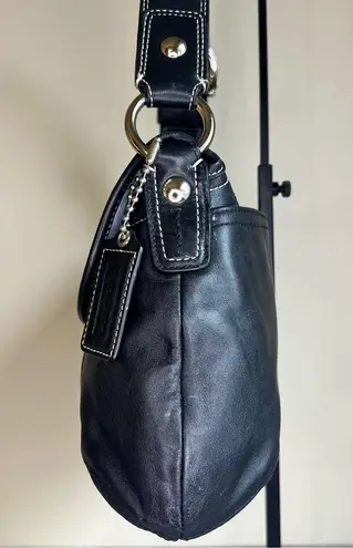 Coach  Soho Flap Buckle Pleated Shoulder Hobo Bag - Black Leather