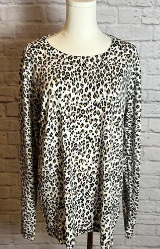 Amazon Essentials Women's XL Cream Leopard Print Knit Top Cotton Modal | Casual - Image 1