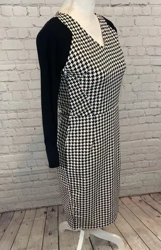 Houndstooth FIYOUMEIFS Black & White Bodycon Long Sleeve Dress-S/M