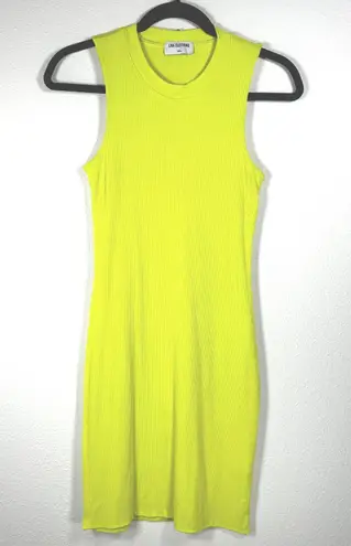 LNA Clothing Lime Green Double Layer Ribbed Knit Bodycon Sleeveless Dress Small