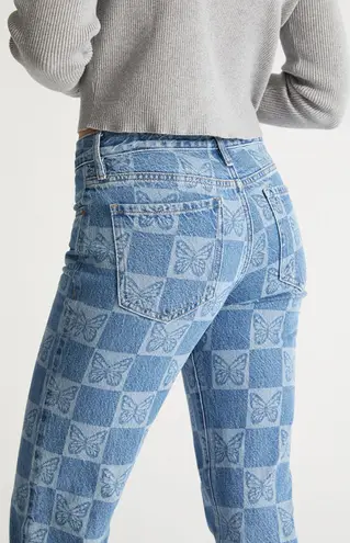 PacSun Eco Butterfly Checkerboard Low Rise Straight Leg Jeans