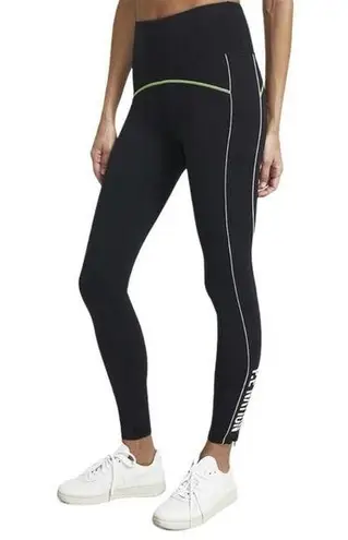 P.E Nation Black, White & Neon Green Three Pointer High Rise Leggings Size XS Black