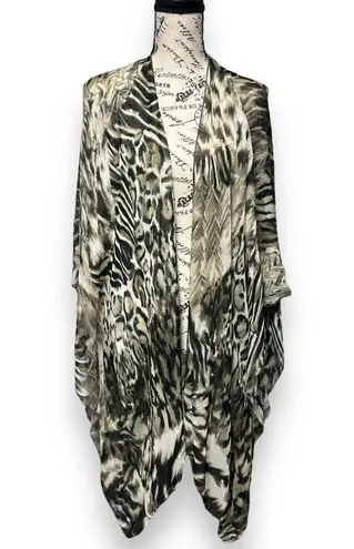 Karen Kane M/L Sheer Leopard Animal Print Kimono Cardigan Drape Cover Up NWT