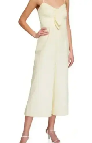 Hutch Anthropologie Jumpsuit Yellow White Stripe Savannah Cropped Wide Leg Sz 14