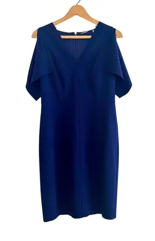 Elie Tahari Lourdes Cold Shoulder Dress Size 6 Navy Blue