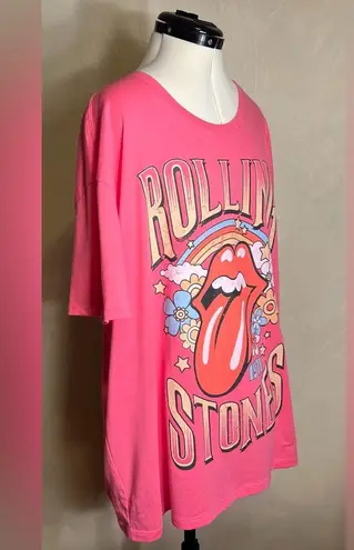The Rolling Stones UK Tour 1971 Music Pink Casual Graphic T-Shirt,Womens|Sz:XXL