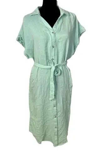 Wonderly Tie Waist Shirt Dress Cotton Gauzy Flowy Size XL Petite NEW with Tags
