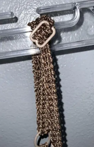 Carmen Marc Valvo Carmen Marc Vavlvo Tan 2Pc Crochet With Sparkly Beads Tank Top & Cardigan XL