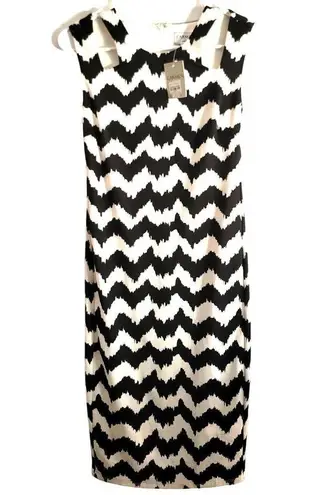 Carmen Marc Valvo Carmen  Chevron Print Sheath Black White Dress XS NEW