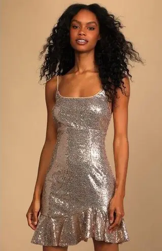 Lulus Glam Ma'am Gold Sequin Bodycon Mini Dress Women’s Size Medium Bridal Party
