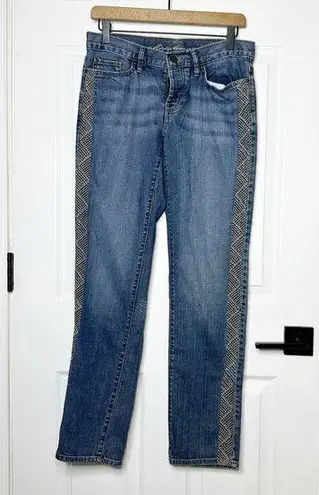 Eddie Bauer  Size 2 Boho Side Stitch Boyfriend Buttonfly Straight Fit Jeans