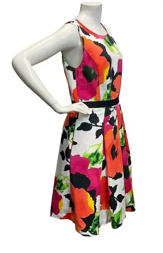 Eliza J Women 10 Fit Flare Dress Pleated Floral Cottagecore Wedding Guest Church