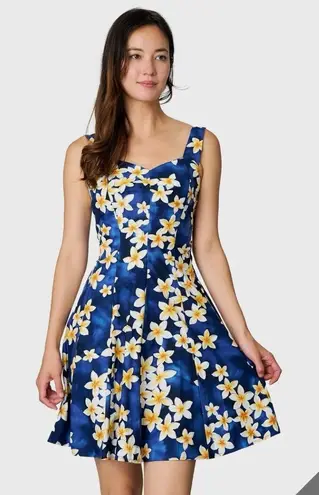 Royal Hawaiian Creations Vintage Floral Plumeria Dress Sleeveless Blue size S