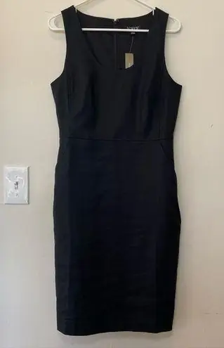 J.Crew  | NWT Scoop Neck Resume Linen Blend Sleeveless Midi Sheath Dress Black 8