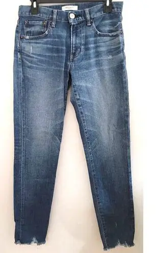 Moussy Vintage Saab Raw Hem Distressed Skinny Ankle Jeans Blue Size 28